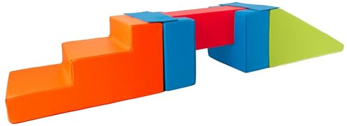 Set Ponte scivolo completo blocchi 5 elementi mattoni schiuma bambino asilonido (colore: verde, rosso, blu scuro, arancione1)