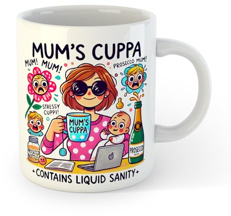 ZOROLUX Mum's Cuppa Funny Coffee Mug, Ceramic Tea Cup with Humorous Design, Contains Liquid Sanity