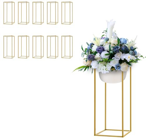 DHQCQL Blomställ växtstativ metall, 24 x 24 x 60 cm växtpelare med hammare, 10 stycken växthylla för utomhus inomhus balkong terrass trädgård, upp till 10 kg