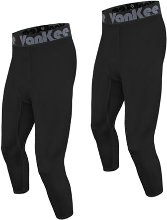 VanKee Men's Compression Trousers 3/4 Athletic Tight Leggings Running Quick Dry Bottoms Sports Base Layer Pants for Cycling Basketball Yoga Gym