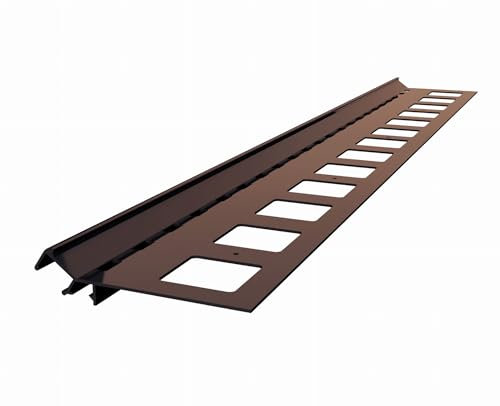 Renoplast® V LED Aluminium Treppenstufen-Profil für Harzböden, 200cm Braun, Treppenkantenprofil Treppenkante Treppenwinkel Winkelprofil Alu Stufenprofil Fliesenschiene Kombiwinkel