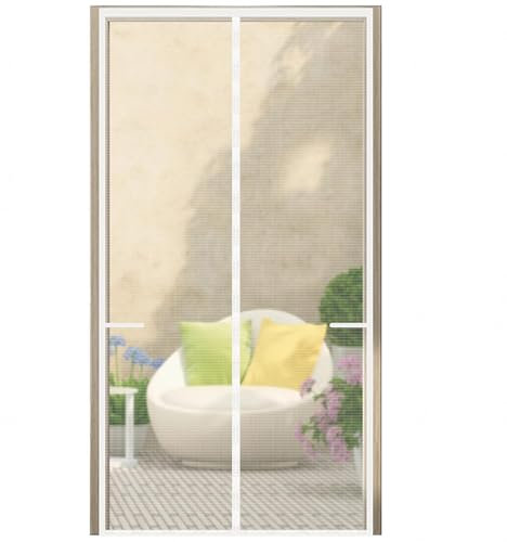 Wizvox Moustiquaire Porte-Fenêtre, Porte Battante Moustiquaire Facile à Installer,sans Perçage, Moustiquaire De Porte D Entrée pour Porte de Couloirs Patio,White-170×220cm