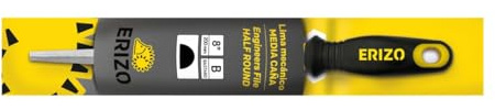 Lima de mecánico media caña con mango bimaterial y colgador, ideal para dar forma y acabados en superficies de metal y madera.