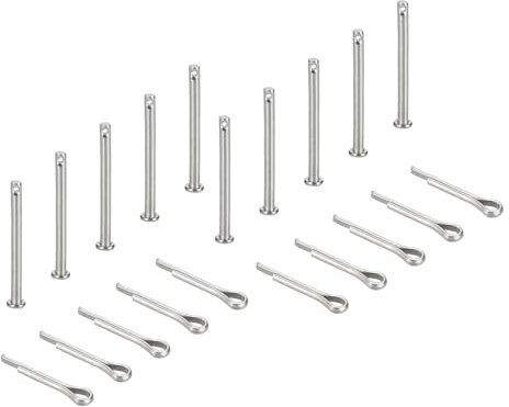 sourcing map Gabelkopfstifte, M3 x 35 mm, 304 Edelstahl, Einloch, Flachkopf, Anhängerkupplung, Verschlusssysteme mit Splinten für Möbelmontage, Anhänger, Rasenmäher, Silber, 10 Stück