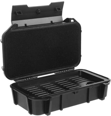 Anneome Caja De Almacenamiento Para Camping, Contenedor Portátil De Doble Capa, Caja Sellada Resistente a Golpes, Plástico Negro, Ligera y Compacta Para Supervivencia Al Aire Libre