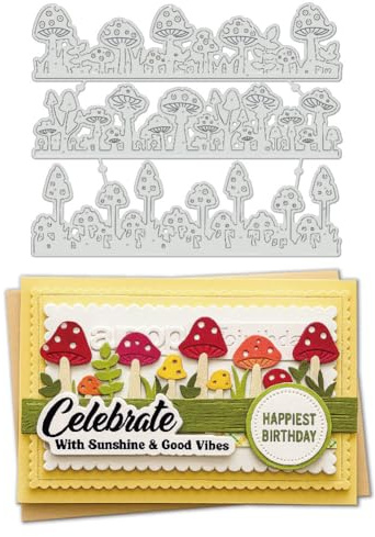 UNICRAFTALE 3 Pièces Cadres Champignons en Métal Découpe pour Création Cartes Herbe Dies 3D Gabarits Gaufrage Automne Modèles pour Album Photo DIY Décoration Scrapbooking
