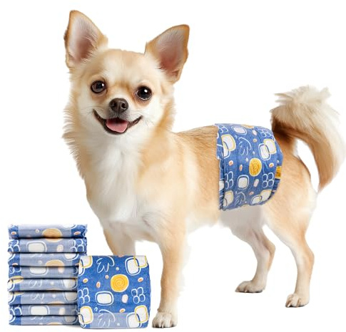 MICOOYO Male Dog Diapers, Disposable Male Dog Wraps with Wetness Indicator, Super Absorbent | Leak Proof Doggie Diapers for Incontinence, Marking, Puppy Training, XS, 6-13-inch Waist, 20 Counts