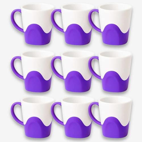 QUANTA Plastic Mug with Handle – Lightweight, Unbreakable, Reusable Camping Mugs for Elderly, Adults, Kids – Hot, Cold Drink Cups for Coffee, Tea, Water, Milk – Office, Travel, Caravan (9, Purple)