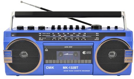 Bärbar Boombox CD-bandspelare, Bluetooth-kassettinspelare, AM/FM-radiohögtalare för familjesammankomster och resor, klassisk 80-talsstil