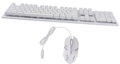 ANDRESLAD Wired USB Mechanical Feel Keyboard Mouse Set with Luminous Backlight Construction Ergonomic Design for Gaming Office Home and Cafe Use