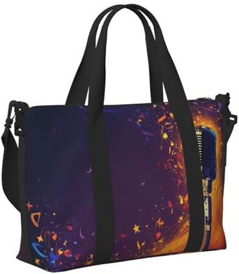 Microfono con stampa nota musicale leggera borsa a mano da viaggio donna uomo borsa a mano weekend vacanze brevi viaggi