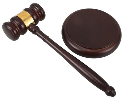 TOGEVAL Juego de Mazo y Bloque de Sonido de Madera Maciza Martillo de Juez y Subastas Mazo Legal para Sala de Tribunal Accesorio para Abogados y Ceremonias para Oficina