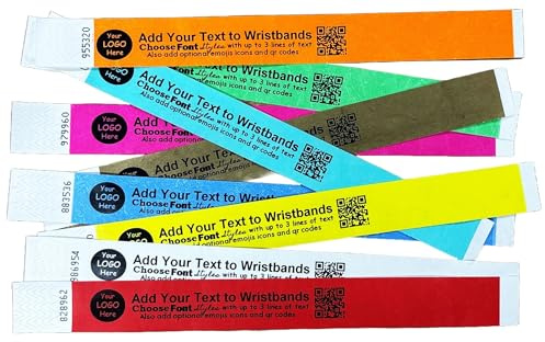 Wristbands Customised Personalised Made from Dupont™ Tyvek® 100 Per Pack (25mm) Waterproof for Identication and Crowd Control