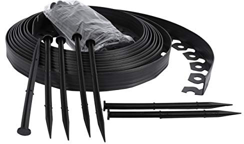 Delimitadores de Bordes, césped delimitadores para bancal Redondo césped macizos, 4cm de Alto (20m, Negro)