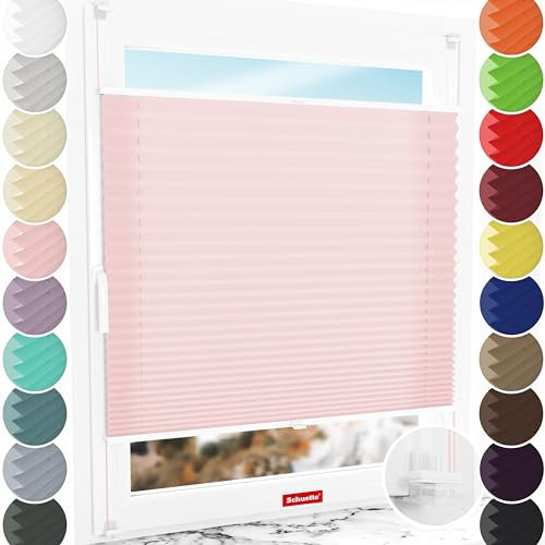 Schuette® Plissee ohne Bohren ● Premium Kollektion: Powdered Rose (Rosa) ● 20x150cm (Breite x Höhe) ● Suprafix Faltrollo Klemmfix 2.0 Rollo ● 60 Sekunden Plisseerollo Montage inkl. Video