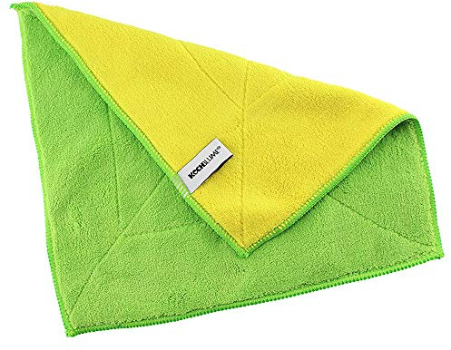 Kochblume Microfibre Cloth Set, 5-piece | Premium Microfibre | Set in a Colourful Box (Green-Yellow)