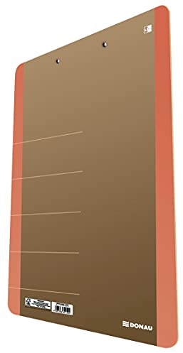 DONAU LIFE 2710001FSC-12 klämbräda/skrivbräda/klippbräda/klämbräda mapp A4 hård kartong/kartong med metallklämma/stark klämma med rundade hörn | färg – orange/perfekt för kontor, skola och hem