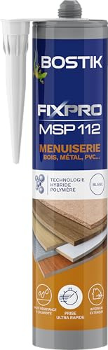 Bostik FIX&PRO MSP 112 Menuiserie Blanc - Cartouche 290 ml | Mastic Colle de Fixation - Toutes Essences De Bois - Intérieur/Extérieur - MS Polymère