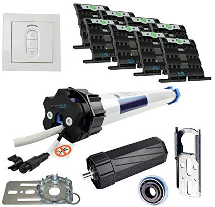 Nachrüstset zum Modernisieren von Gurt/Kurbel auf Becker Rollladenmotor R30-17-C01 (bis 13,1m²) inkl. 8 St. SecuBlock + Centronic EasyControl EC411 + Fertigkastenlager + Gegenlagerset SW60
