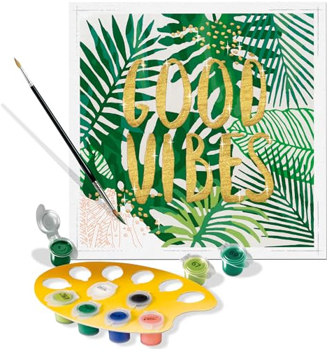 Ravensburger CreArt Good Vibes - Malen nach Zahlen für Erwachsene | DIY Malset mit Pinsel und Acrylfarben, 20 x 20 cm, Geschenk für Frauen und Männer