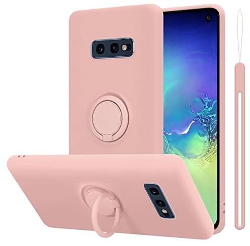 cadorabo Coque Compatible avec Samsung Galaxy S10e en Liquid Pink - Etui pour Téléphone Portable en Silicone TPU Souple avec Anneau - Coque en Silicone Ultra Slim Soft Back Cover Case Bumper