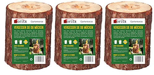 Moritz Juego de 3 antorchas suecas de madera natural para jardín, para exteriores