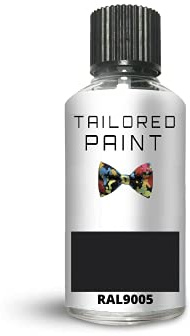 RAL9005 Jet Black Gloss Touch Up Paint with Brush Direct Gloss Paint for Wood, Metal, Plastic, PVC, UPVC, Fascia Soffit Furniture Boards - Indoor & Outdoor