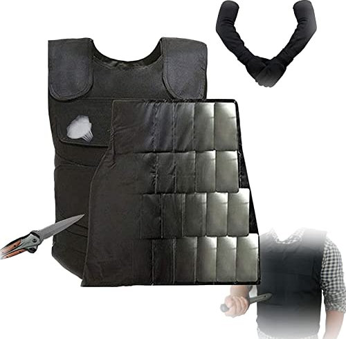 Hard Stab Vest Safety Vest Invisible Stab-Resistant Clothing Fish Scale Armor Strap Adjustable Adult Men Women Chest Protection (Gloves, Arm Sleeves)
