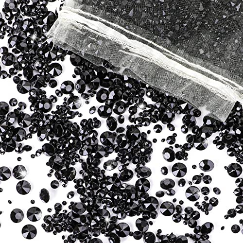 Diamanten Deko, 4000 Stück Streudeko Hochzeit Diamanten (3mm,6mm,10mm), Acryl Diamantkristalle für Hochzeit Tischdeko, Vasenfüller Und DIY Verzieren (Schwarz)
