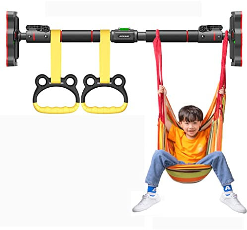 Klimmzugstange Tragbare Tür-Klimmzugstange, Indoor Kraftstange Ohne Schrauben An Der Wand Montiert Mit Kinderringen Und Schaukel, 68–160 cm (Size : 95-135CM)