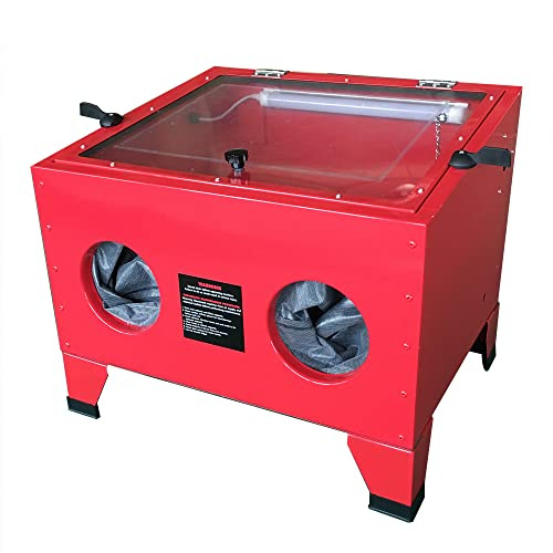 AutoForever 25 Gallon Bench Top Air Sandblasting Cabinet - Heavy Duty Steel Sand Blaster with Blasting Gun & 4 Nozzles, 40-80 PSI Portable Air Sandblaster for Paint, Rust, Stain Removal