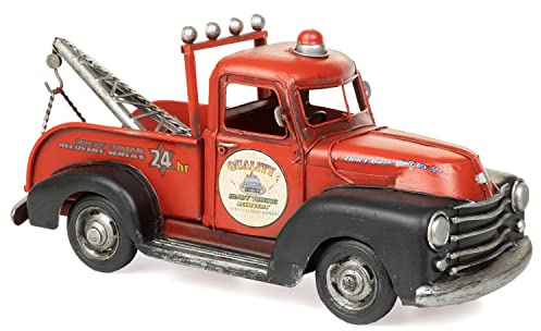 Moritz Blech-Deko Auto Abschleppfahrzeug rot schwarz Blechdekoration Blechmodell Modellauto Retro Sammlerstück Vintage Deko Nostalgie Antik Style