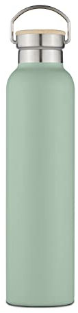 Tower NL865026GRN Natural Life Insulated Stainless Steel Bottle with Bamboo Lid, Crafted from Sustainable Materials, 750ml Capacity