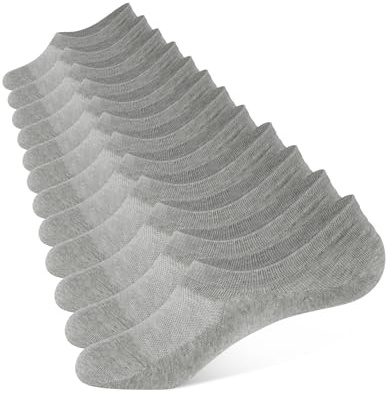 CLOSEMATE 6 Pares Calcetines Invisibles Pinkies Hombre Mujer Verano Tobilleros de Algodón Transpirables Cortos Antideslizantes Silicona Bajos (6Gris,M)