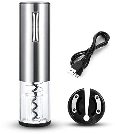Abrebotellas Electrico Abridor de vino eléctrico automático inteligente USB Botella de vino recargable Sacacorchos de aluminio Cortador de aluminio Set Tinto abrelatas de vino Barra de cocina Herramie
