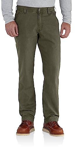 Carhartt Rugged Flex® Herren-Arbeitshose aus Segeltuch, lockere Passform, Moos, 30W x 30L