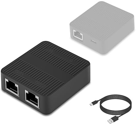 SinLoon Adaptateur répartiteur Ethernet RJ45 1 à 2 répartiteur réseau WiFi Extender avec Cordon d'alimentation de Type C pour Ordinateur, hub, commutateur, routeur, ADSL, décodeur, etc.