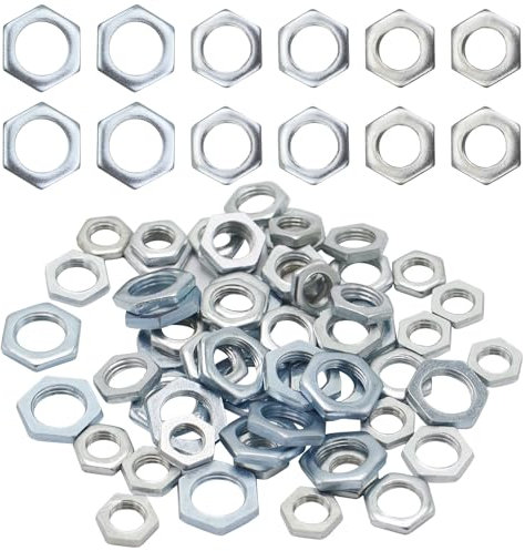60 Stück Sechskantmutter Set,Feingewinde Mutter,Flach Verzinkt Gewindemutter,Edelstahlmuttern Feingewinde M8 M10 M12, FüR Bad KüChe MöBel Lampen
