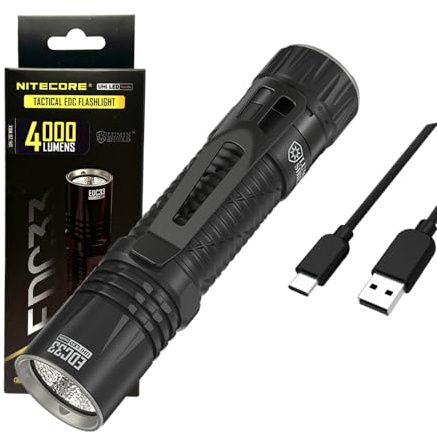 Nitecore Linterna recargable LED EDC33 UHi 20 MAX - 4000 lúmenes con cable de carga USB Eco-Sensa