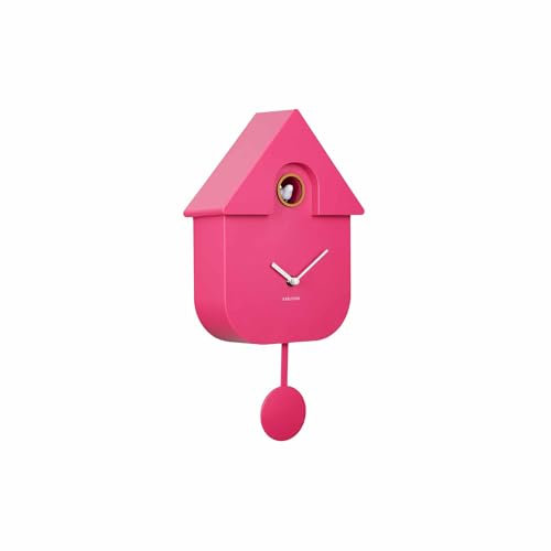 Karlsson Pendulum Modern Wall Cuckoo Clock (bright pink - KA5768BP)