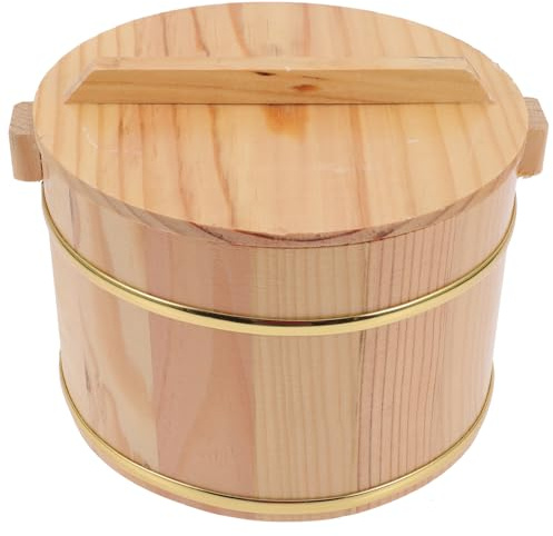 Amosfun 1 Set Holz-Sushi-Reisschüssel Hangiri-Sushi-Oke-Reis-Mischwanne Gedämpftes Reisfass Mit Deckel Oke-Reisfass Lebensmittelbehälter Für Zuhause Küche 8 Cm