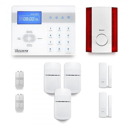 ICE-Bi - Allarme per casa senza fili, 2-3 pezzi, movimento + intrusione + sirena esterna, compatibile con Internet box