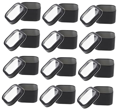 CORHAD 15pcs Metal Storage Tins Window Lids Square Candles Pots for Making DIY Candle Containers Sturdy PVC Cosmetics Box