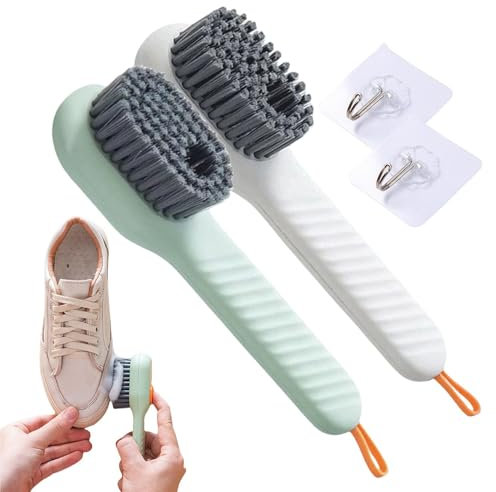 Reinigungsbürste mit Griff, Reinigungsbürste mit Seifenspender - Ergonomische Schuhbürste für Schuhe, Seifenspender, Schuhbürste hängend mit Haken, Scheuerbürste