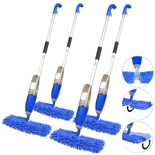 Sichler Haushaltsgeräte Bodenwischer Profi: 4er-Set Nass-Trocken-Bodenwischer, Sprühfunktion, 700ml Wassertank (Set Profi, Nass-Trocken-Wischer)