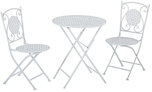 CCKUHN Klapptisch-Stuhl-Set für den Außenbereich, Faltbare runde Couchtische, einfacher tragbarer Kleiner Tisch aus Eisen für den Balkon/die Terrasse/den Garten zu Hause (B)