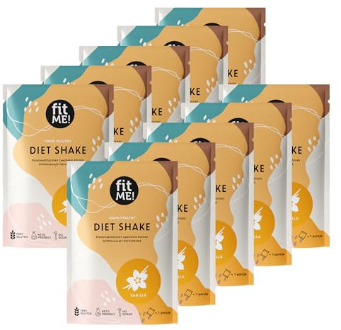 FIT ME Abnehmshake 10 x 25 g Portionsbeutel, Vanille Diätshake zum Abnehmen, Veganer & Glutenfreier Shake, Mahlzeitenersatz mit Ashwagandha & Leinsamen, Pulver, Kalorienarm & Proteinreich, Diätdrink