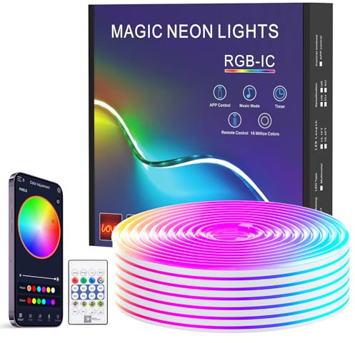 TK99SW 4M Neon LED Strip, IP67 Wasserdichte LED Lichtband, DIY-Funktion, Musik Sync mit App und Fernbedienung, Neon Lichterkette für Innen-Außendekoration