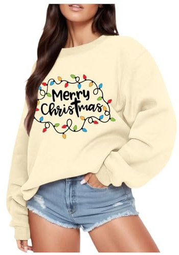 Friends Sweatshirt Women Womens Xmas Tops Oversized Jumper Pullover Women Varsity Jacket Womens Warm Hoodies for Women UK Black Sequin Top Women Winter Coat (Beige, L)