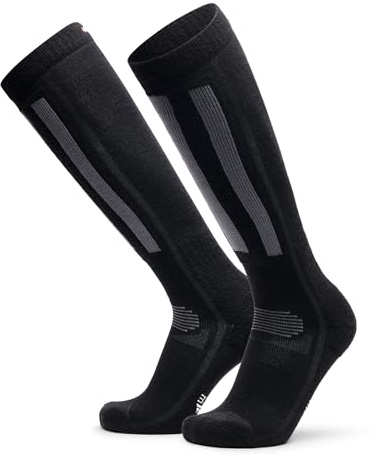 DANISH ENDURANCE Calze da Sci in Lana Merino, Termiche, Tecniche, Traspiranti, Uomo, Donna e Bambino, Nero/Grigio Scuro, 43-47